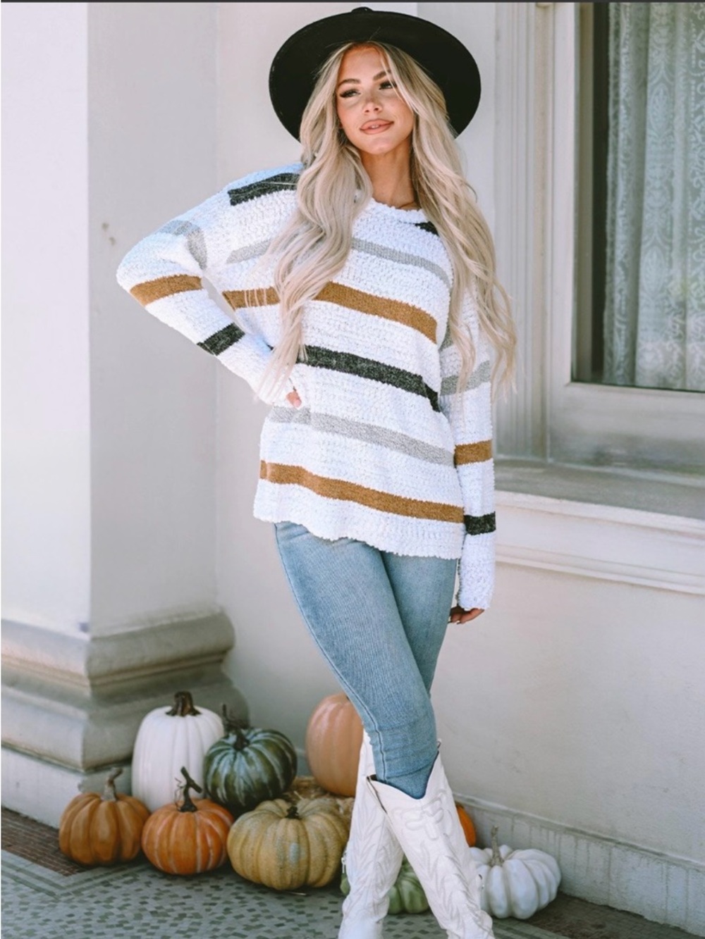🆕 XL Striped Popcorn Knit Sweater